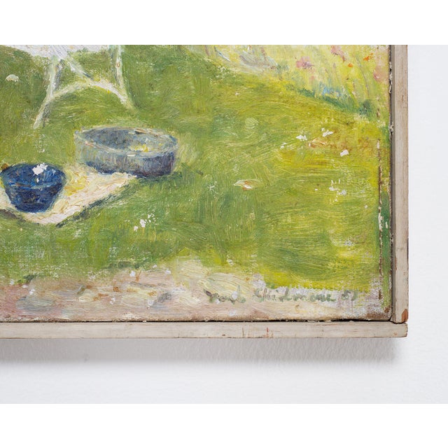 Mid-Century Impressionist Summer Garden Oil Canvas Painting For Sale - Image 9 of 18