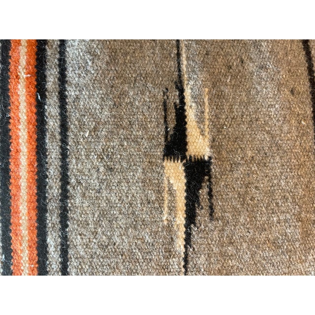 Workaday Handmade 1930s Chimayo Long Gray Geometric Weaving For Sale - Image 4 of 6