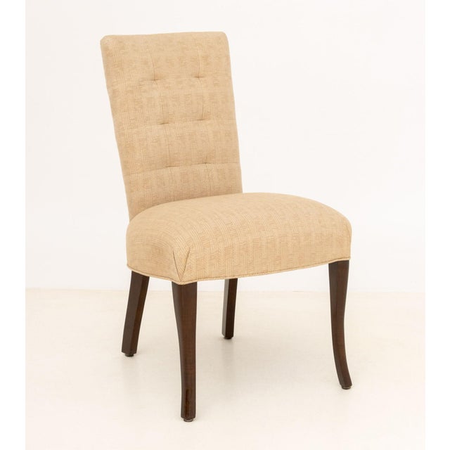 Set of Eight John Boone Tufted Beige Fabric Upholstered Dining Chairs For Sale - Image 15 of 17