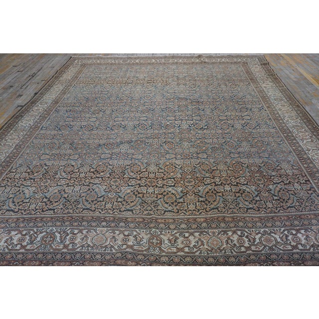 Late 19th Century 1880s Blue Navy Antique Sarouk Floral Desing Knotted Wool Persian Malayer Rug For Sale - Image 5 of 10