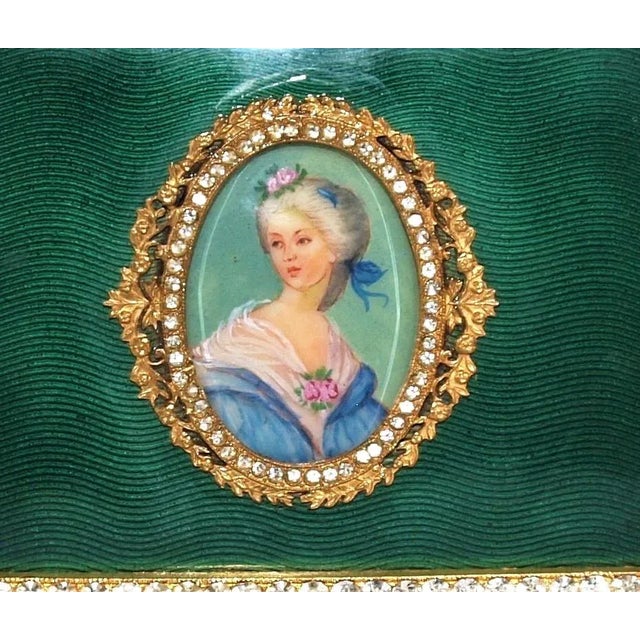 1990s Vintage Gold Plated Trinket Box With Miniature Painting For Sale - Image 4 of 7