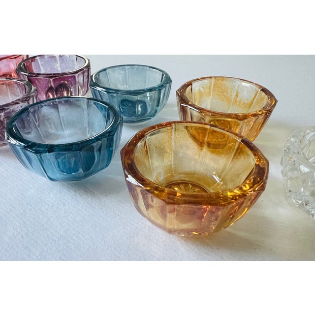 Glass Set of 9 Vintage Fostoria Glass Salt Cellars - Amber Rose Lilac Blue Clear For Sale - Image 7 of 7