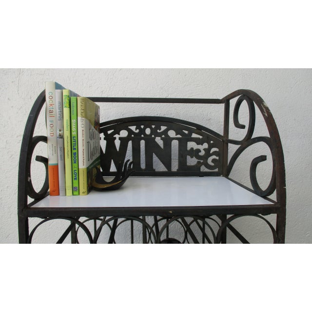 Metal Iron Wine Bar Wine Rack on Wheels For Sale - Image 7 of 11