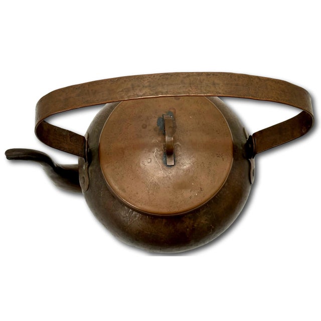 1910s Large Unusual Antique French Arts & Crafts Hand Wrought Solid Copper Tea Kettle - Circa Early 1900s For Sale - Image 5 of 12