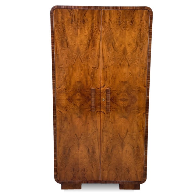 Art Deco Walnut Two-Door Wardrobe, 1930s For Sale - Image 4 of 10