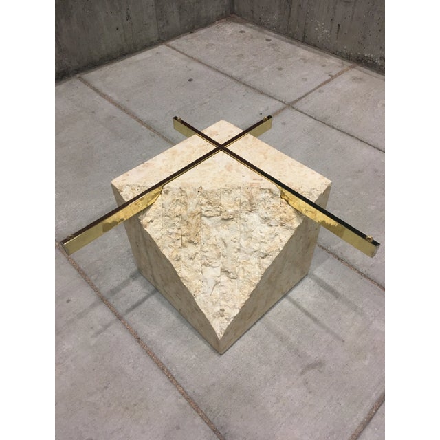 Postmodern Maitland-Smith Style Brass & Glass Coffee Table in Tessellated Stone For Sale - Image 13 of 13