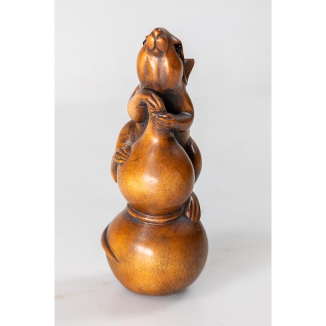 20th Century Japanese Carved Boxwood Netsuke of Rat on Double Gourd, Signed For Sale - Image 4 of 7