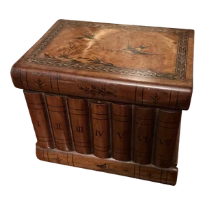 Antique Marquetry Inlaid Faux Book Front "Hidden Storage" Box
