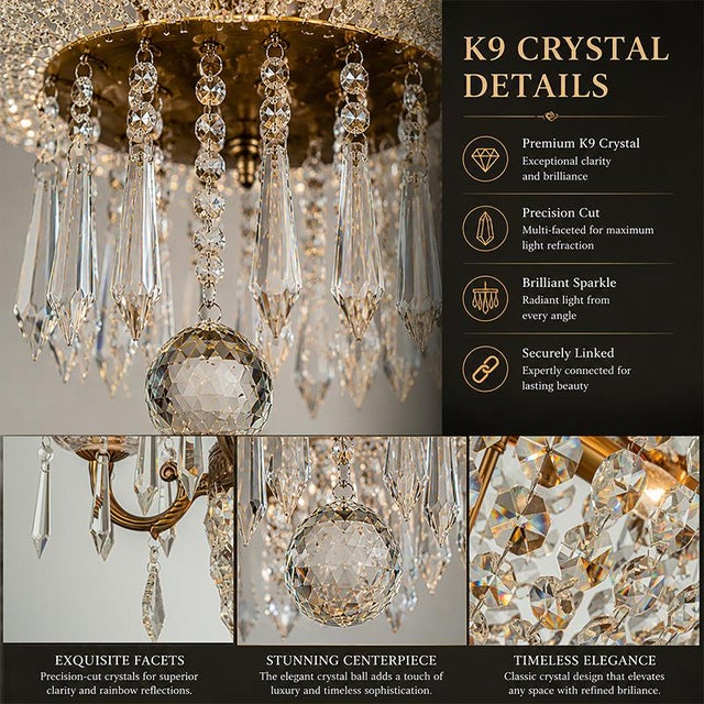 Traditional Aloadecor Classic Elegance 12-Light Antique Bronze Empire Crystal Chandelier For Sale - Image 3 of 7