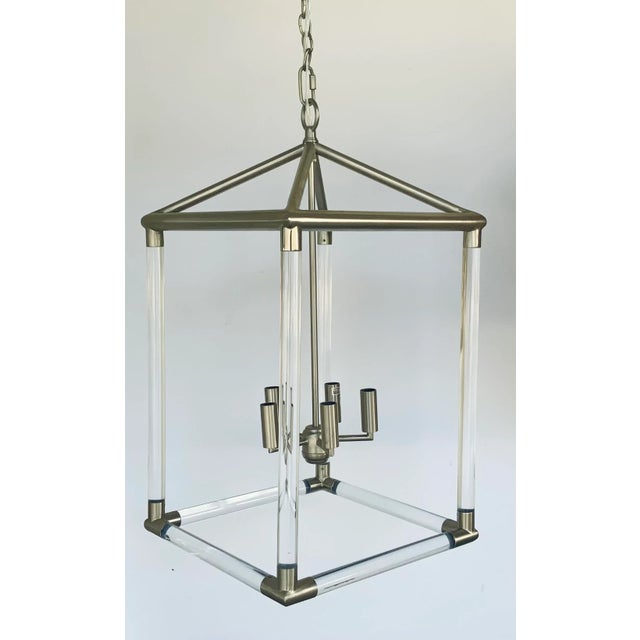 2020s Made Goods Modern Acrylic and Brushed Nickel Xavier Lantern For Sale - Image 5 of 5
