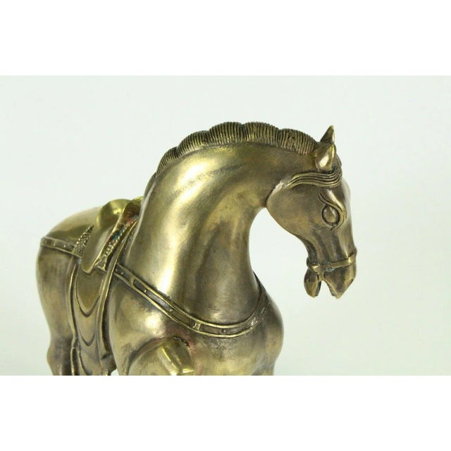 1800's Chinese Horse Figurine Cast Brass Archaic Style For Sale - Image 9 of 10