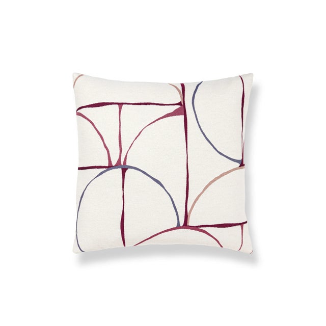Contemporary The House Of Scalamandré Aerial Square Pillow In Raspberry For Sale - Image 3 of 3