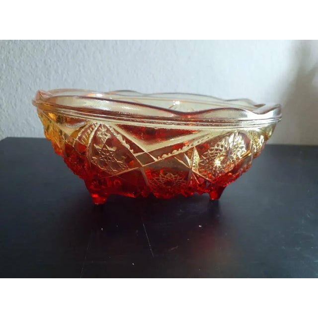 Vintage Jeannette Amberina Glass Decorative Pedestal Bowl For Sale In Dallas - Image 6 of 6