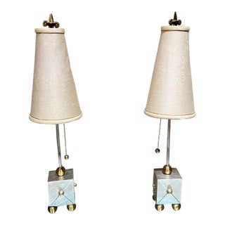 Pair French Table Lamps in Style of Maison Le Dauphin, Brass Hollywood Regency For Sale