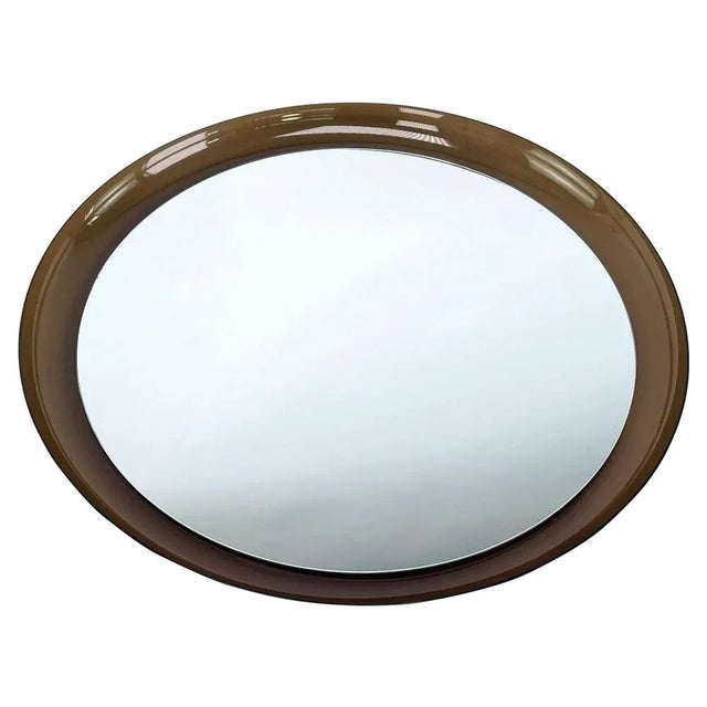 Mid-Century Round Mirror attributed to Guzzini, 1960s For Sale - Image 6 of 6