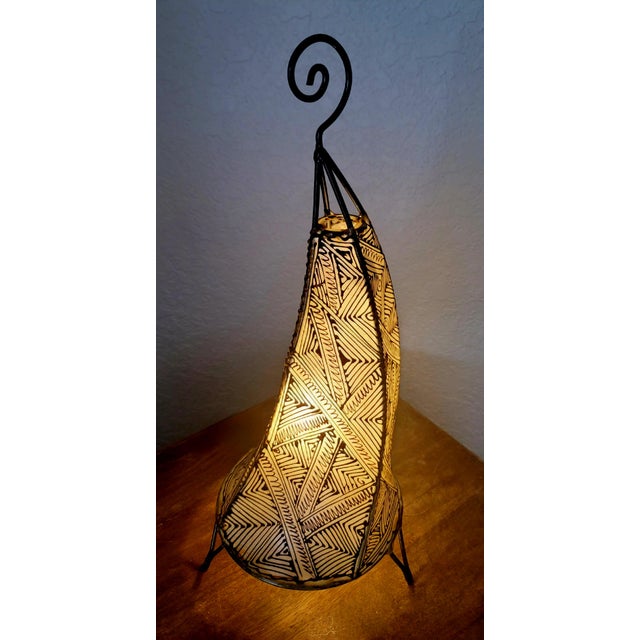 Contemporary 20" Black and White Moroccan Traditional Henna Lamp For Sale - Image 4 of 8