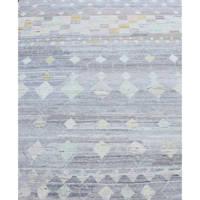 Tribal Casual Modern Rug in Light Grey by Keivan Woven Arts, 6'10"x9'5" For Sale - Image 3 of 16