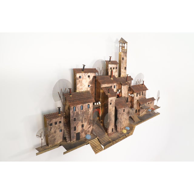 1970s Curtis Jeré Mediterranean Village Wall Hanging For Sale - Image 5 of 6