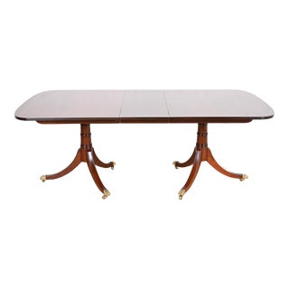 Stickley Georgian Mahogany Double Pedestal Extension Dining Table, Newly Refinished For Sale
