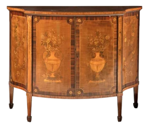 19th Century George III Harewood and Marquetry Cabinet
