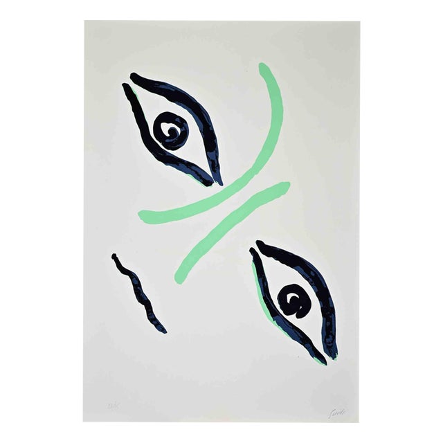 Virgilio Guidi, Countess Portrait, Lithograph, Mid-20th Century For Sale