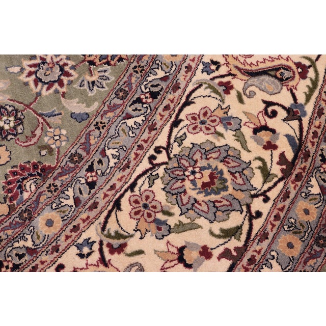 Textile Floral 1990's Pak-Persian Green/Beige Wool Round Rug- 8'0'' X 8'2'' For Sale - Image 7 of 9