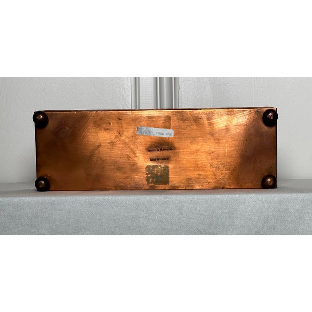 Vintage Arts & Crafts Copper Geometric Relief Rectangular Tray For Sale - Image 10 of 12