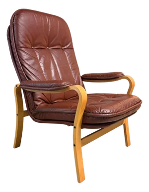 Mid 20th Century Danish Modern Bentwood Leather Armchair