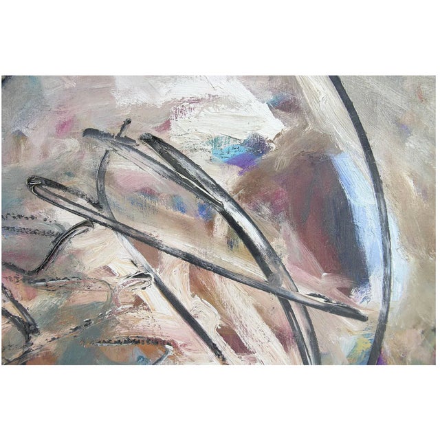 1970s Midcentury Modern Abstract Oil Painting on Canvas, Signed Landland, 1970s For Sale - Image 5 of 11