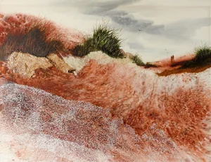 Coastal Sand Dunes Mixed Media Painting