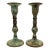 Pair of Vintage Verdigris Patinated Brass Candlesticks With Foliate Motifs – Rustic European / Old World For Sale
