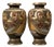Japanese Satsuma Polychrome Vases with Gilt Decoration and Figures, 1890s, Set of 2 For Sale
