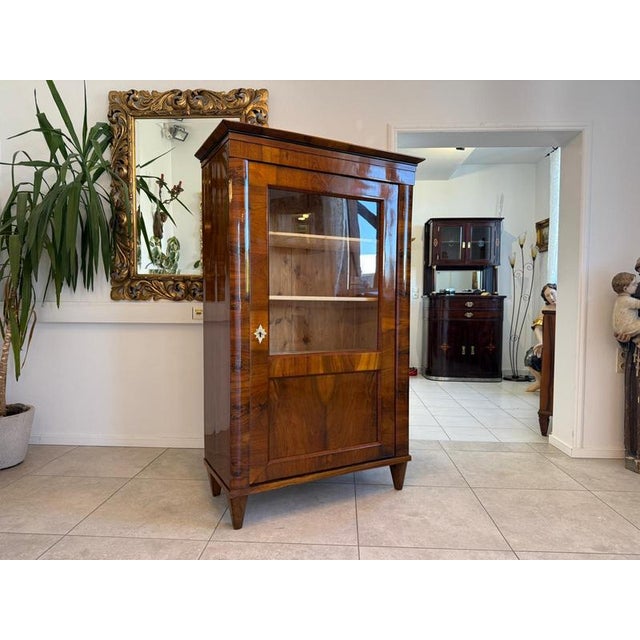Antique Walnut Biedermeier Display Cabinet For Sale - Image 6 of 16