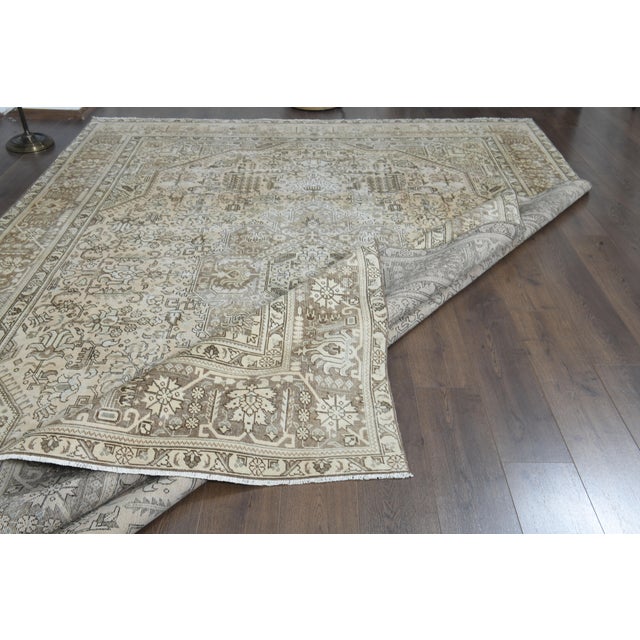 1970s 1970s Vintage Persian Handmade Wool Cotton Orange Area Rug For Sale - Image 5 of 11