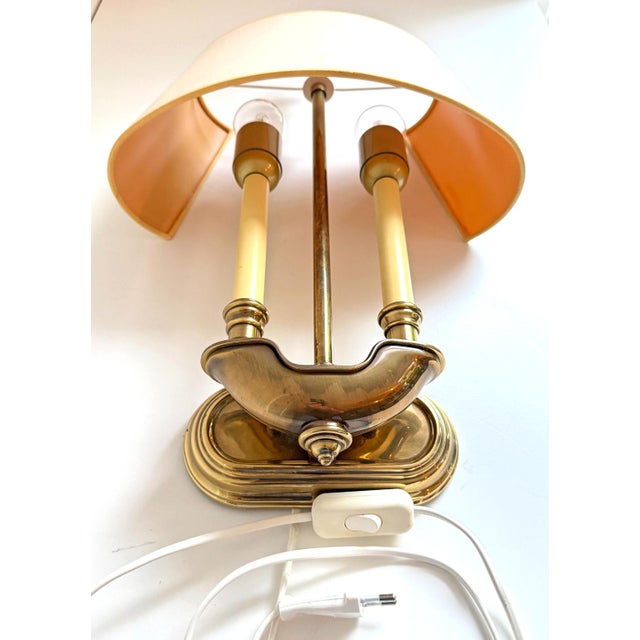Vintage Neoclassical Brass Wall Lamp with Off-White Shade, 1970s For Sale - Image 14 of 18