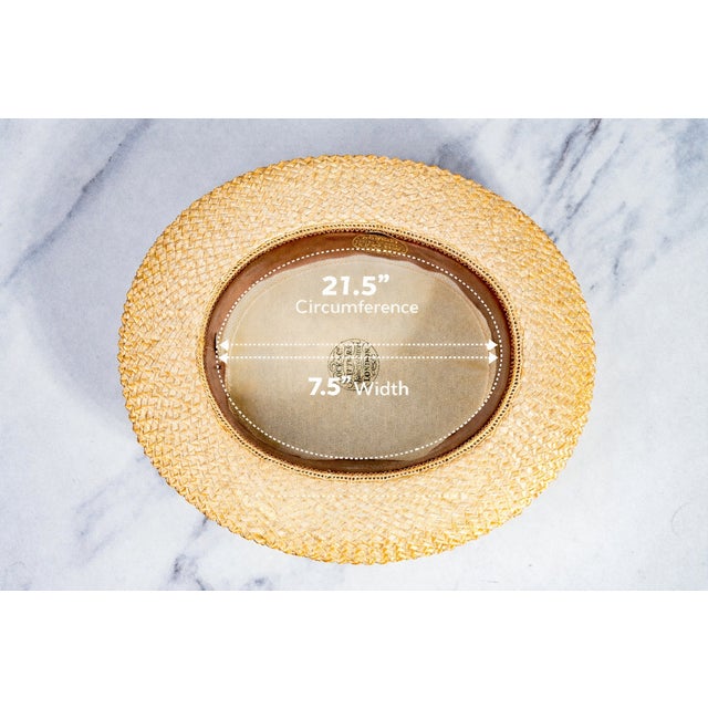 Charming Vintage Straw Men's Boater Hat Brooks Brothers Lock & Co. Fashion Decor Prop For Sale - Image 12 of 15