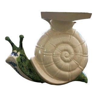 Large 1970s Snail Garden Stool by Gare Inc. With Glazed Speckled Finish For Sale