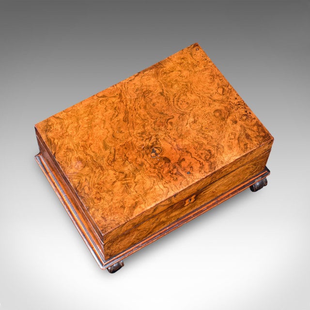 Wood Antique Keepsake Case, English, Burr Walnut, Jewellery, Organiser Box, Victorian For Sale - Image 7 of 12