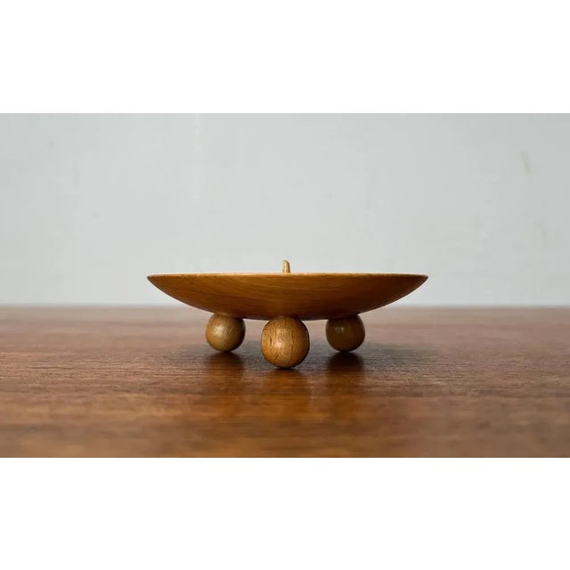 Brown Small Mid-Century Wooden Candleholder, 1960s For Sale - Image 8 of 11