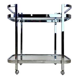 1970’s Polished Chrome & Glass Milo Baughman Two-Tier Tea / Bar Cart