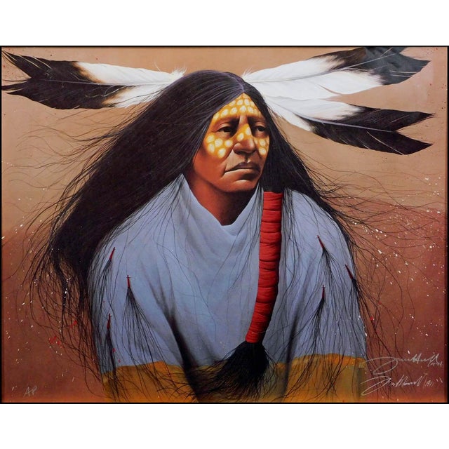 "Lakota Shirts Wearer" Hand Signed Offset Lithograph by Frank Howell Hand Signed Image Size: 16"x 20" Frame Size: 28" x...