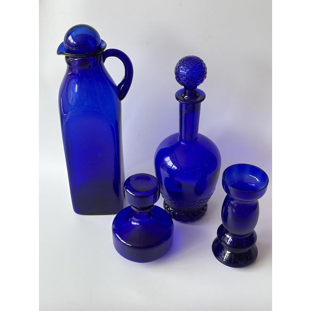 Cobalt Blue Glassware Collection, France, 1960s, Set of 4 For Sale - Image 4 of 5