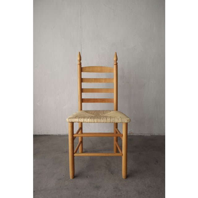 Wood Set of 8 Italian Pine and Rush Ladderback Dining Chairs For Sale - Image 7 of 10