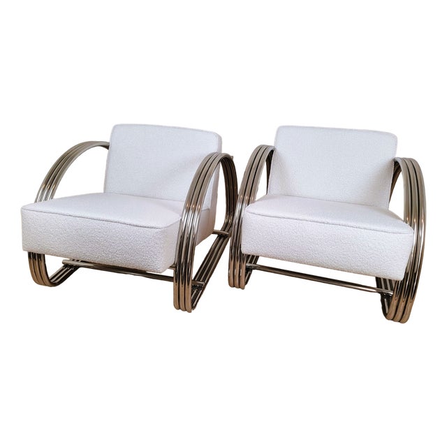 Large 20th Century Chrome Armchairs by Ralph Lauren, 1980s, Set of 2 For Sale