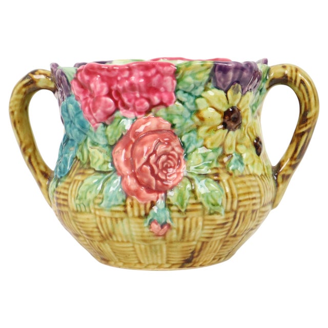 Art Nouveau Majolica Flowerpot Cachepot, France, 1890s For Sale - Image 6 of 17