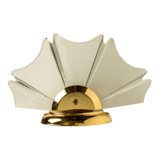 Gold Brass Leafs Opaline Wall Lights in the style of Hillebrand, 1970 For Sale