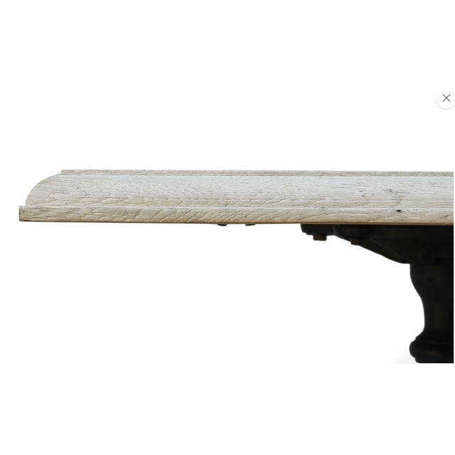 French Matthew Izzo Home Avignon Lightly Distressed Oak French Bistro Table With Cast Iron Base - Square For Sale - Image 3 of 7