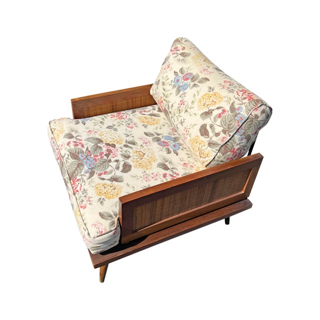 Vintage Adrian Pearsall Style Chair With Ottoman in Cain and Wood Mid Century Modern Seating For Sale - Image 11 of 11