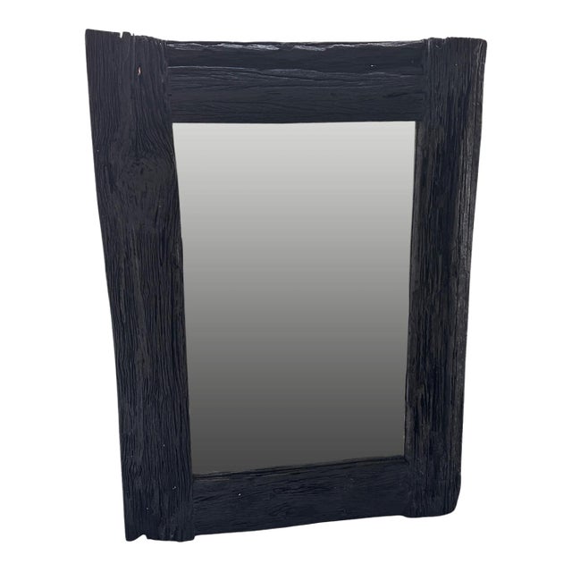 Andrianna Shamaris Charred Iron Wood Frame Mirror For Sale