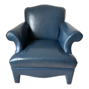 1990’s Mid Century Donghia Navy Blue Leather Club Chair